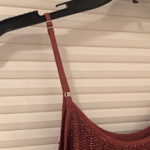 🆕💞sequin & sneakers skirt set! adjustable tank top! zipper back skirt! copper! M - Picture 3 of 15